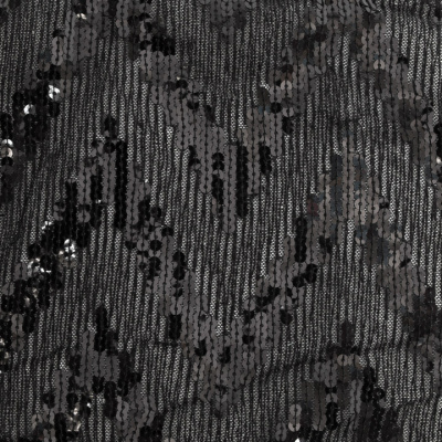 Трикотажное полотно с пайетками, шир.130 см, #311-бахрома чёрная - купить в Абакане. Цена 1 183.35 руб.