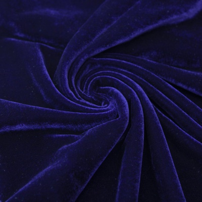 Бархат стрейч №14, 240 гр/м2, шир.160 см, (2,6 м/кг), цвет т.синий - купить в Абакане. Цена 740.88 руб.
