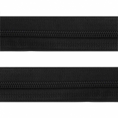 Рулонная молния с покрытием PVC спираль тип 3 (упак.270м) -черная с полосой СВО - купить в Абакане. Цена: 12.74 руб.
