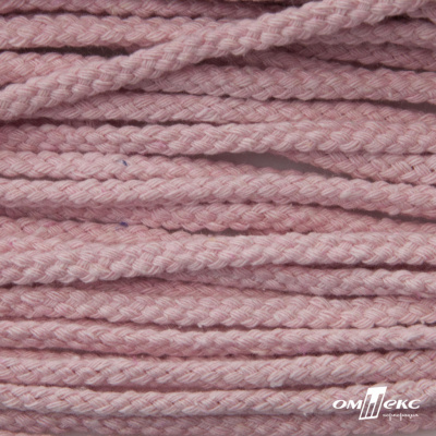Шнур плетеный d-6 мм круглый, 70% хлопок 30% полиэстер, уп.90+/-1 м, цв.1087-розовый - купить в Абакане. Цена: 588 руб.