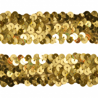 Тесьма с пайетками D16, шир. 30 мм/уп. 25+/-1 м, цвет золото - купить в Абакане. Цена: 1 087.39 руб.