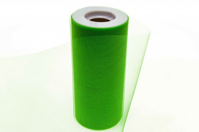 Фатин в шпульках 16-146, 10 гр/м2, шир. 15 см (в нам. 25+/-1 м), цвет зелёный - купить в Абакане. Цена: 100.69 руб.