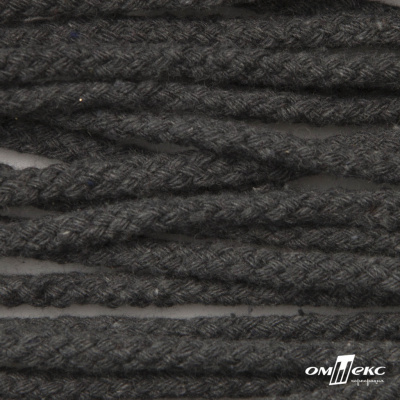 Шнур плетеный d-6 мм круглый, 70% хлопок 30% полиэстер, уп.90+/-1 м, цв.1088-т.серый - купить в Абакане. Цена: 588 руб.