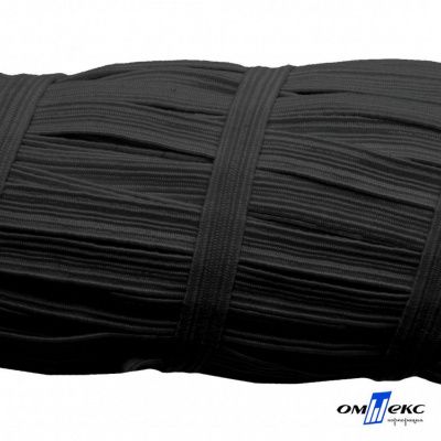 Резиновые нити с текстильным покрытием, шир. 6 мм (55 м/уп), цв.-черный - купить в Абакане. Цена: 210.75 руб.