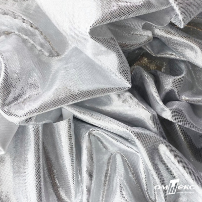 Трикотажное полотно голограмма, шир.140 см, #602 -белый/серебро - купить в Абакане. Цена 385.88 руб.