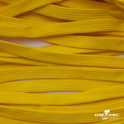 Шнур плетеный (плоский) d-12 мм, (уп.90+/-1м), 100% полиэстер, цв.269 - жёлтый - купить в Абакане. Цена: 8.62 руб.
