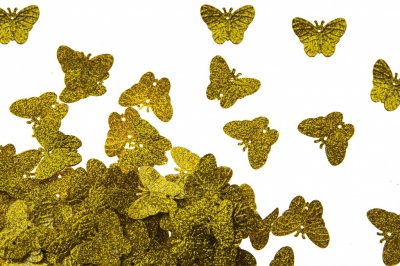 Пайетки "ОмТекс" россыпью, бабочка 23 х 18 мм/упак.50+/-2 гр, цв. SY-4605-золото - купить в Абакане. Цена: 138.45 руб.