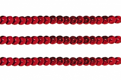 Пайетки "ОмТекс" на нитях, SILVER-BASE, 6 мм С / упак.73+/-1м, цв. 3 - красный - купить в Абакане. Цена: 468.37 руб.