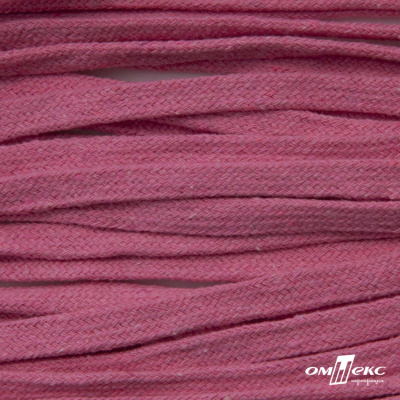 Шнур плетеный d-8 мм плоский, 70% хлопок 30% полиэстер, уп.85+/-1 м, цв.1029-розовый - купить в Абакане. Цена: 735 руб.