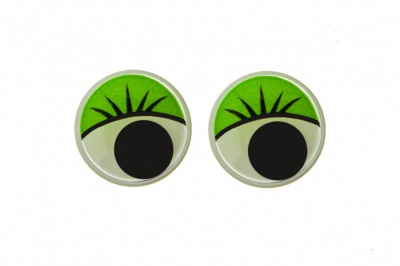 Глазки для игрушек, круглые, с бегающими зрачками, 15 мм/упак.50+/-2 шт, цв. -зеленый - купить в Абакане. Цена: 113.01 руб.