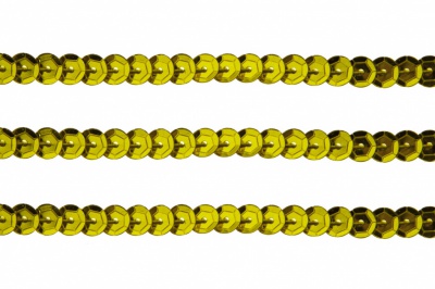 Пайетки "ОмТекс" на нитях, SILVER-BASE, 6 мм С / упак.73+/-1м, цв. 7 - св.золото - купить в Абакане. Цена: 468.37 руб.