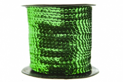 Пайетки "ОмТекс" на нитях, SILVER-BASE, 6 мм С / упак.73+/-1м, цв. 4 - зеленый - купить в Абакане. Цена: 484.77 руб.