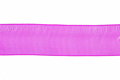 Лента органза 1015, шир. 10 мм/уп. 22,8+/-0,5 м, цвет ярк.розовый - купить в Абакане. Цена: 38.39 руб.