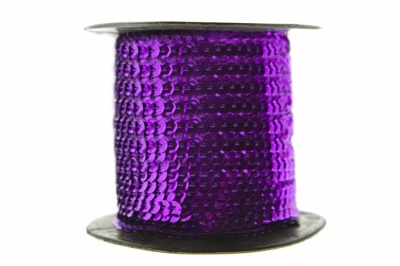 Пайетки "ОмТекс" на нитях, SILVER-BASE, 6 мм С / упак.73+/-1м, цв. 12 - фиолет - купить в Абакане. Цена: 300.55 руб.