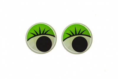 Глазки для игрушек, круглые, с бегающими зрачками, 12 мм/упак.50+/-2 шт, цв. -зеленый - купить в Абакане. Цена: 95.04 руб.