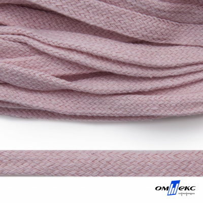 Шнур плетеный d-8 мм плоский, 70% хлопок 30% полиэстер, уп.85+/-1 м, цв.1019-св.розовый - купить в Абакане. Цена: 735 руб.