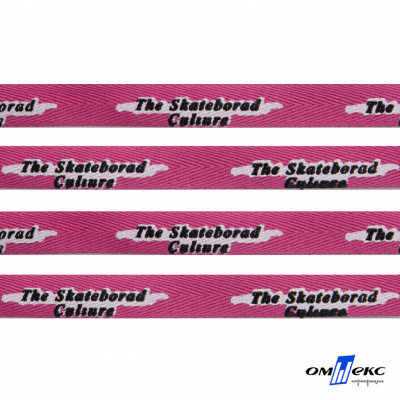 Тесьма отделочная (киперная) 10 мм, 100% хлопок,"THE SKATEBOARD CULIURE"(45 м) цв.121-26 -яр.розовый - купить в Абакане. Цена: 850.62 руб.