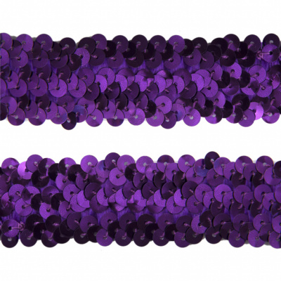 Тесьма с пайетками 12, шир. 30 мм/уп. 25+/-1 м, цвет фиолет - купить в Абакане. Цена: 1 098.48 руб.