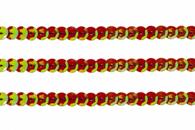 Пайетки "ОмТекс" на нитях, CREAM, 6 мм С / упак.73+/-1м, цв. 96 - красный - купить в Абакане. Цена: 484.77 руб.