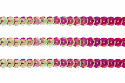Пайетки "ОмТекс" на нитях, CREAM, 6 мм С / упак.73+/-1м, цв. 89 - розовый - купить в Абакане. Цена: 468.37 руб.